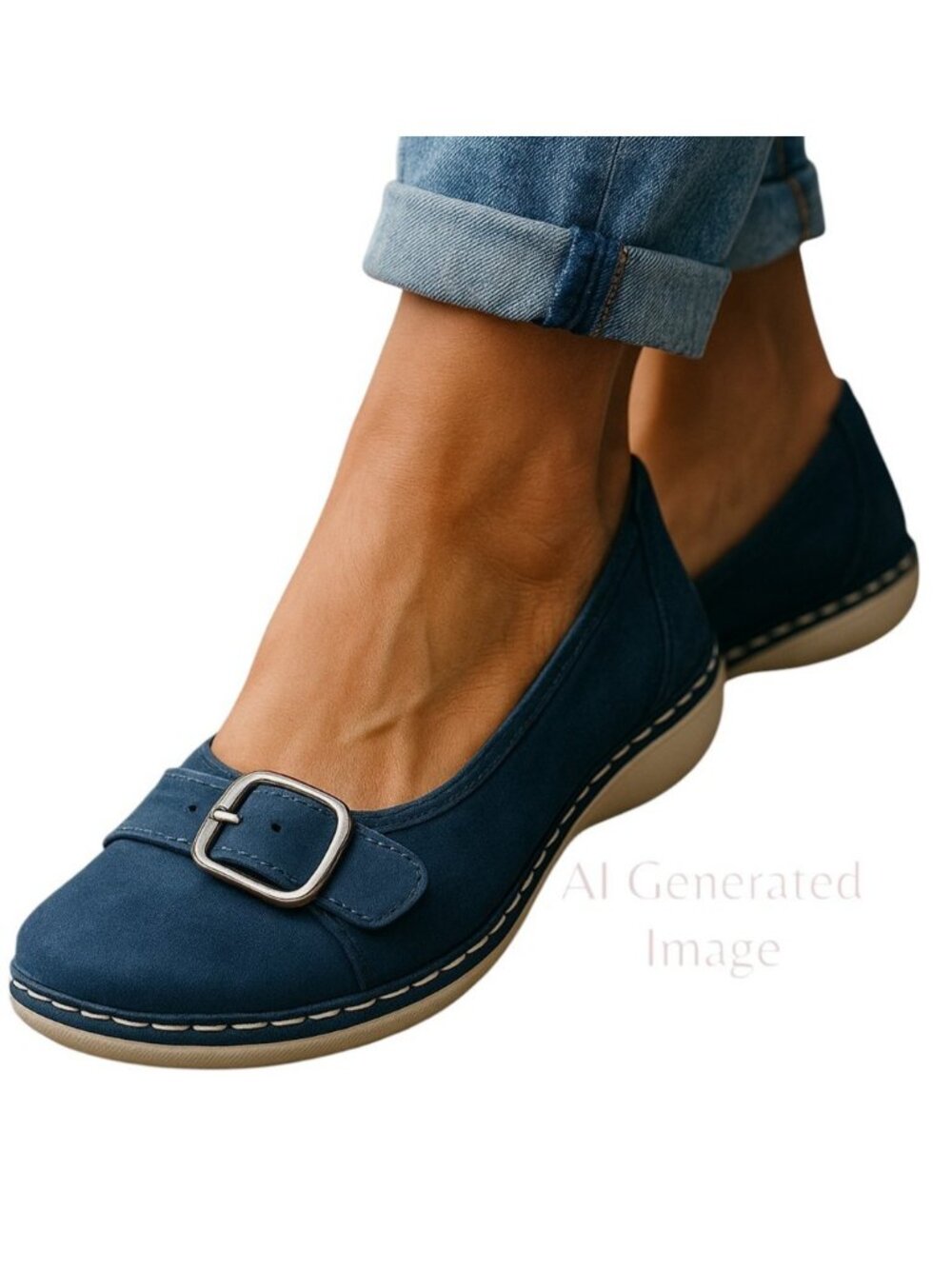 CG Women's BYRON Blue Slip On Buckle Accent Round Toe Casual Loafer Shoes Sz 8.5